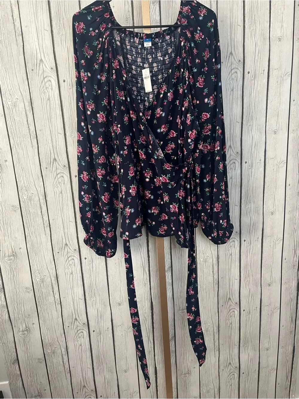 Old Navy NWT Puff-Sleeve Smocked Wrap Blouse XL Floral Boho Cottagecore